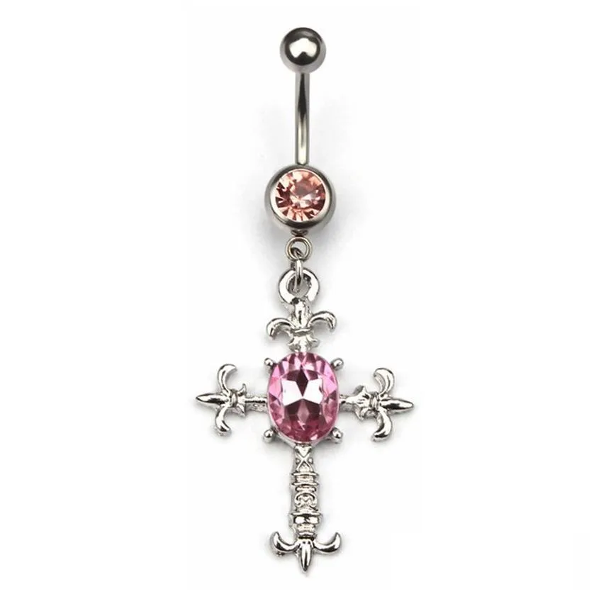 D0550 Cross Belly Navel Button Ring Mix Colors01234562997302
