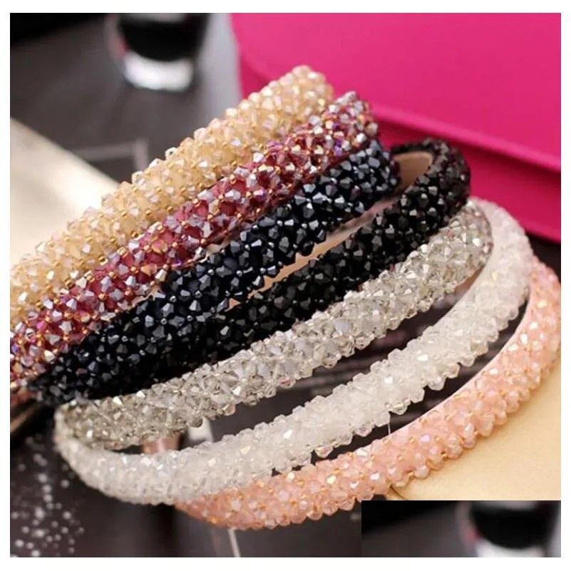 Headbands New Mticolor Crystal Glass Headband Fashion Handmade Hair Band For Women Girls Accessories Drop Delivery Jewelry Hairjewelr Dhuc1