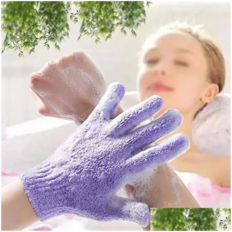Bath Brushes, Sponges & Scrubbers For Peeling Exfoliating Mitt Glove Shower Scrub Gloves Resistance Body Mas Sponge Wash Skin Moisturi Dh5Nx