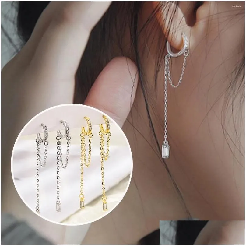 Dangle Earrings 1/2PCS For Women Silver Color Tassel Long Drop Earring Personalized Hip Hop Trend Cubic Zircon