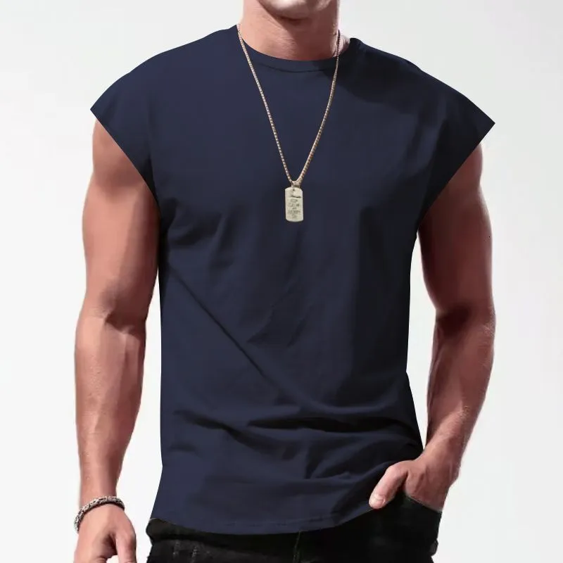 Men`s Tank Tops Gym Clothes Loose Shoulder Top Quickdry Sleeveless Tshirt Suit Athletic Training Basketball Vest Iron Stroke 230427