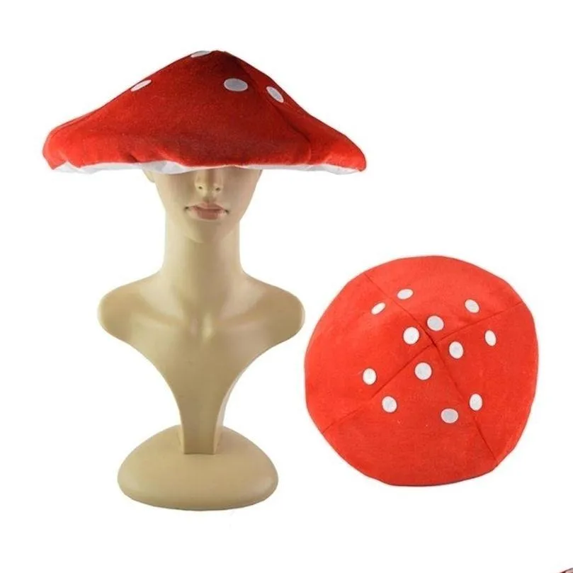 Mushroom Costume Party Decoration Kids Funny Hats For Children Shooting White And Red 220808