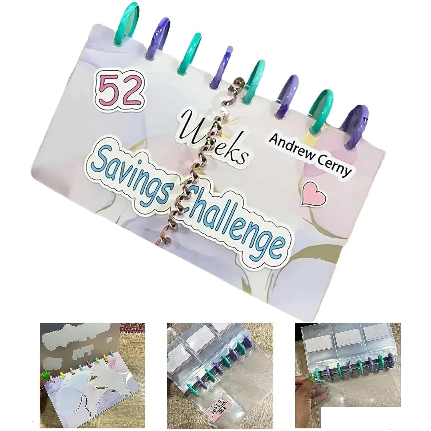Novelty Items 1 3 5 10Pcs Money Saving Challenge Chart 52 Weeks Savings Wallet Family Budget Cash Reusable Book 230928 Drop Delivery Dhzy1