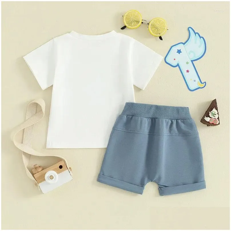 Clothing Sets It S My Birthday Toddler Baby Boys Summer Outfits Letter Print T-Shirt Tops Rolled Jogger Shorts Set Casual