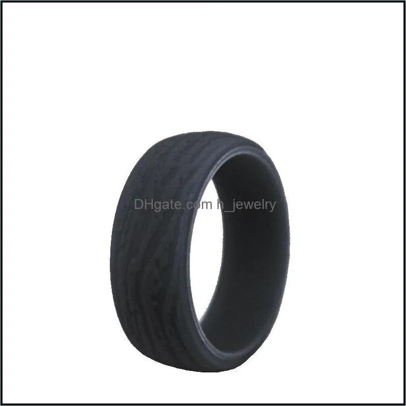 Band Rings Mens Sile 8.7Mm Tree Bark Flexible Rubber Ring Rustic Wedding Bands 5 Colors Drop Delivery Jewelry Dhgarden Dhvwk