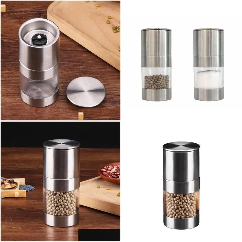 Mills Manual Pepper Mill Salt Shakers One-Handed Grinder Stainless Steel Spice Sauce Grinders Stick Kitchen Drop Delivery Home Garden Dhd0A