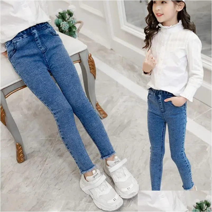 Jeans kids baby Girls Leggings autumn jeans elastic skinny children pencil pants for 4 5 6 7 8 9 10 11 12 13 years denim trousers