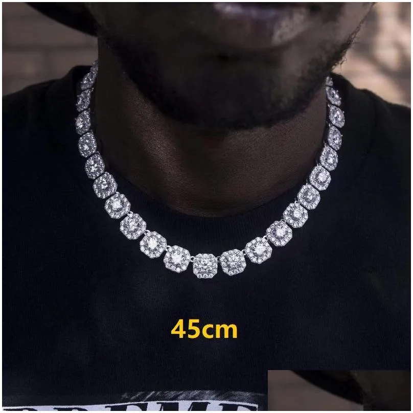 mens tennis chain Designer Iced Sugar Necklace American Street Cuban Chain Rap INS Diamond Set Light Luxury Hip Hop Couple Jewellery