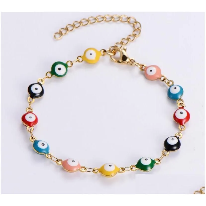 Charm Bracelets Evil Eye Chain Bracelet For Women Classic Stainless Steel Wrap Bangle Fashion Jewelry Gift Drop Delivery Dh15T