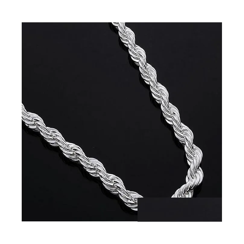 Chains 925 Sterling Sier Necklace M 16-30 Inch Pretty Cute Fashion Charm Rope Chain Necklaces Jewelry Diy Accessories Drop Delivery Pe Dhwgn