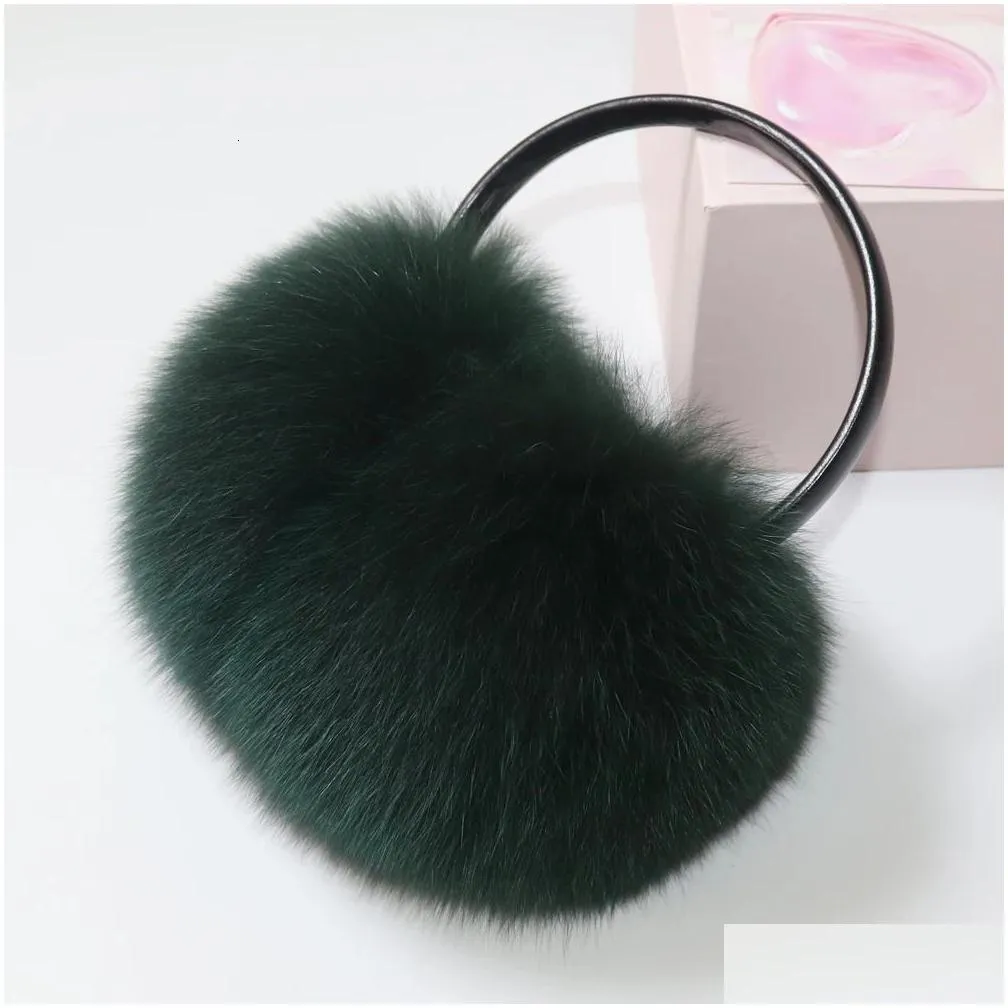 Ear Muffs Arrival Women P Genuine Fox Fur Earmuff Winter Lady Big Pompoms Fluffy Earmuffs Warm 100% Real Er Drop Delivery Dhmkp