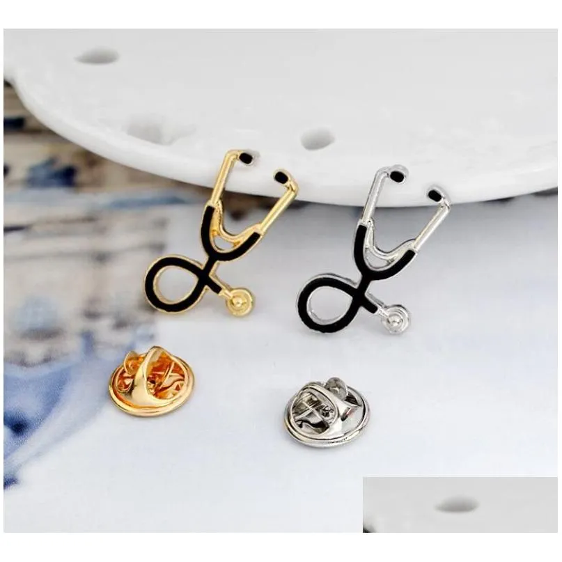 Pins, Brooches Nurse Doctor Stethoscope Enamel Brooch Pins Creative Lapel Badge For Women Men Girl Boy Jewelry Gift Drop Delivery Dhvir