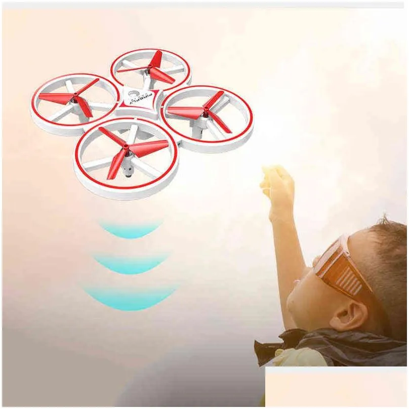 Flying Watch Gesture Control Helicopter UFO RC Drone Hand Infrared Electronic Quadcopter Interactive Induction Aircraft Kids Toy