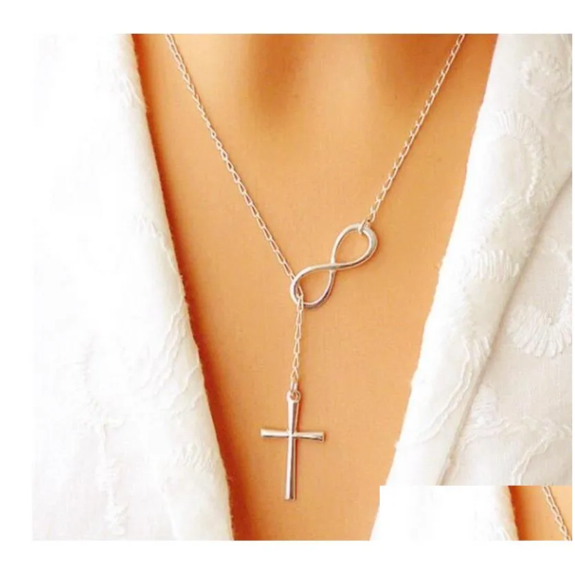Pendant Necklaces Infinity Cross Wedding Party Event 925 Sier Plated Chain Elegant Jewelry For Women Ladies In Bk Drop Delivery Pendan Dhq7Z