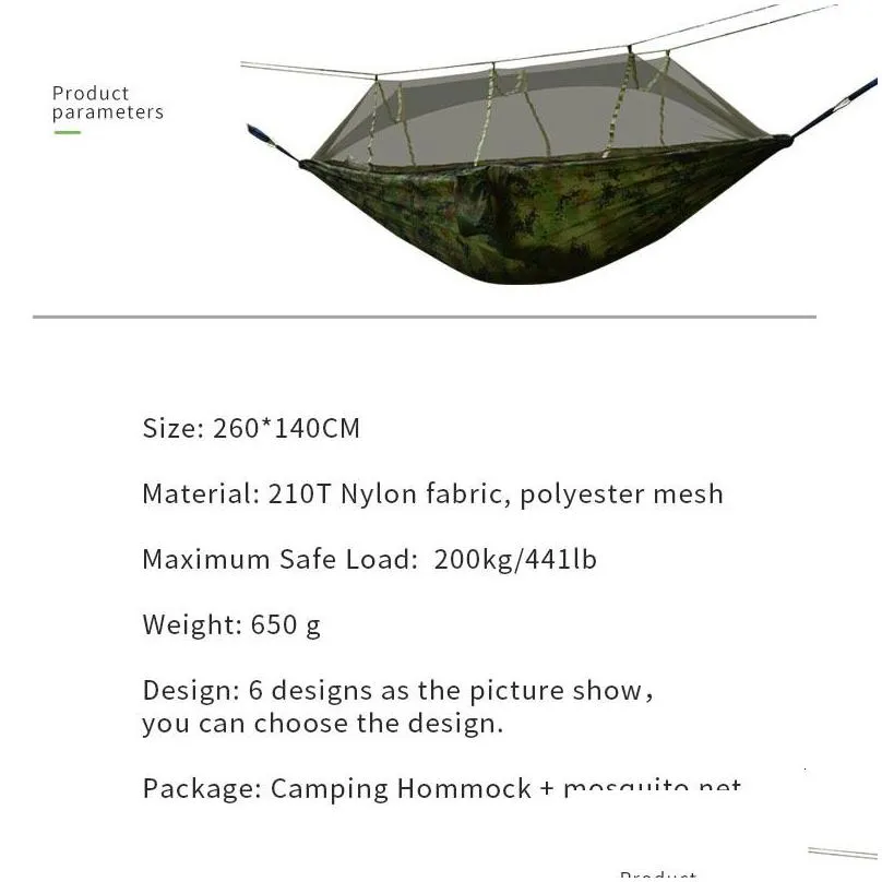 Portaledges Portable Outdoor Camping Hammock 1-2 Person Go Swing With Mosquito Net Hanging Bed Ultralight Tourist Sleeping hammock