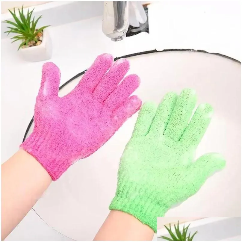 Bath Brushes, Sponges & Scrubbers For Peeling Exfoliating Mitt Glove Shower Scrub Gloves Resistance Body Mas Sponge Wash Skin Moisturi Dh5Nx