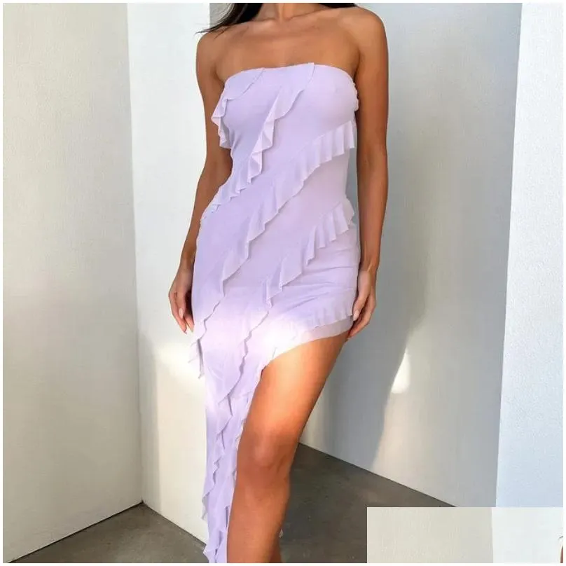 Casual Dresses Autumn Fashion Bra Dress Sexy Spicy Girl Slim Fit Backless Bodycon Women`s Wood Ear Edge Pleated Nightclub For Women