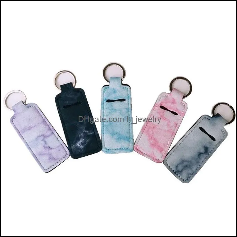 Keychains Neoprene Keychain New Prints Chapstick Holder Marble Leopard Lipsticks Wrap Sleeve Lip Balm Er For Drop Delivery Dhgarden Dhusj