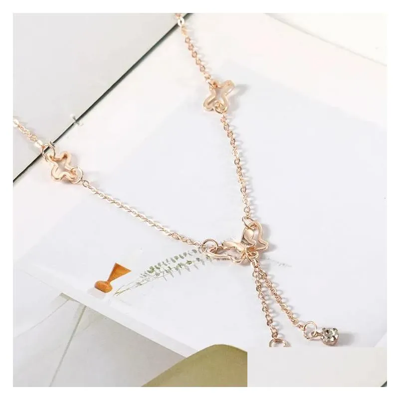 Anklets Temperament Butterfly Single Drill Tassel Anklet Female Korean Fashion Bracelet Accessories Wholesale Drop Delivery Jewelry Dhqhs