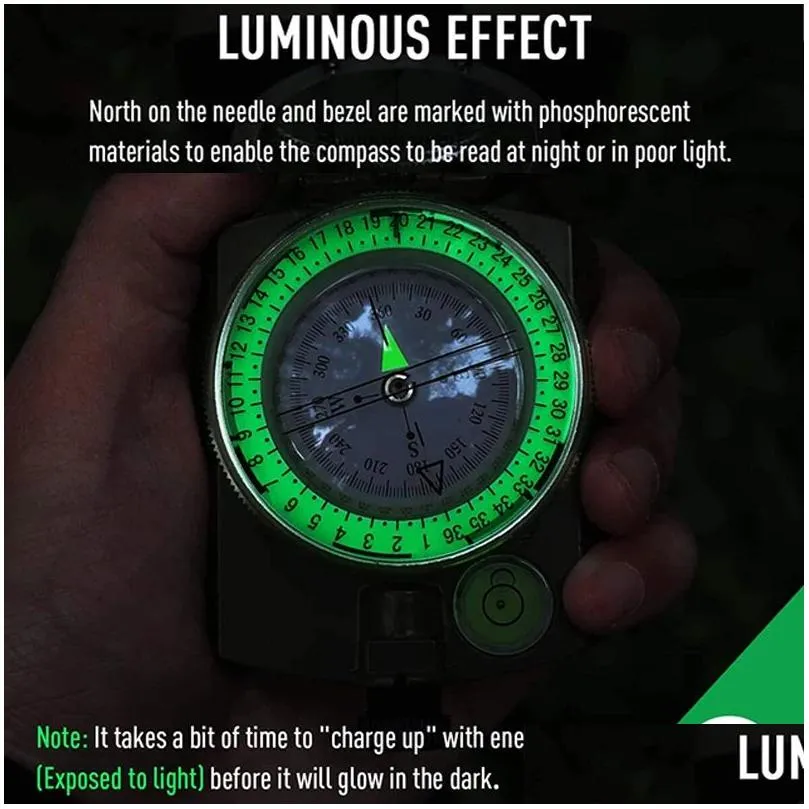 Compass Professional Military Compass High Precision Waterproof Luminous Multifunction Compas Navigator Outdoor Camping Survival EDC