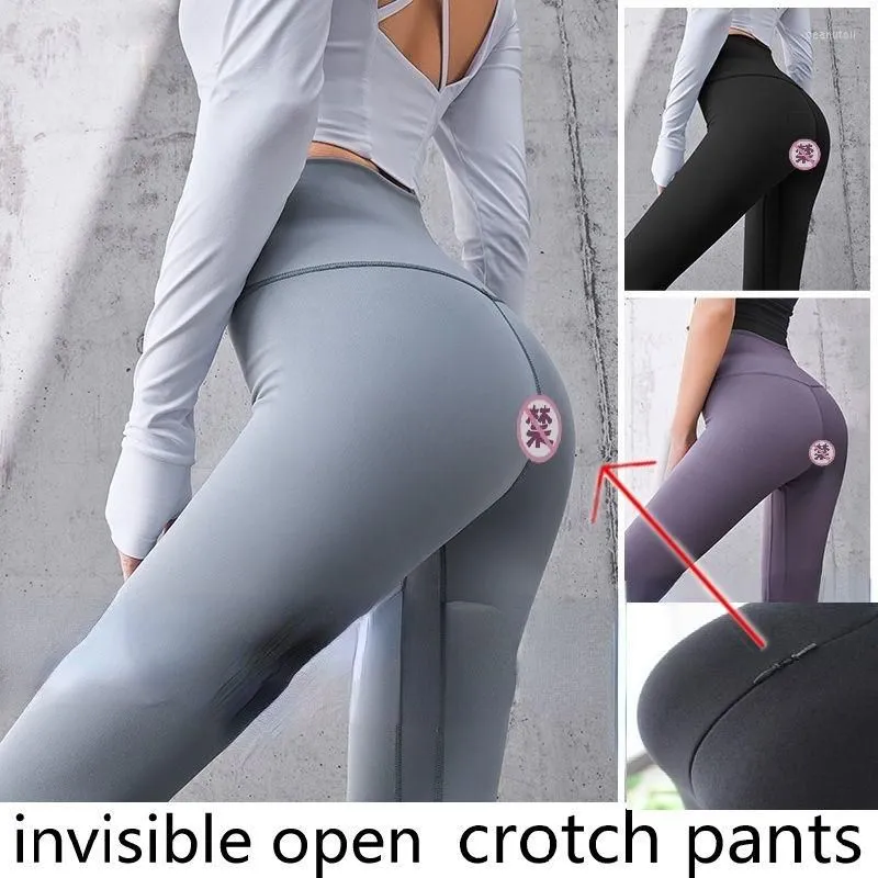 Women`s Leggings Invisible Zipper Open Crotch Tight Yoga Pants Plus Size High Waist Couples Outdoor Trousers