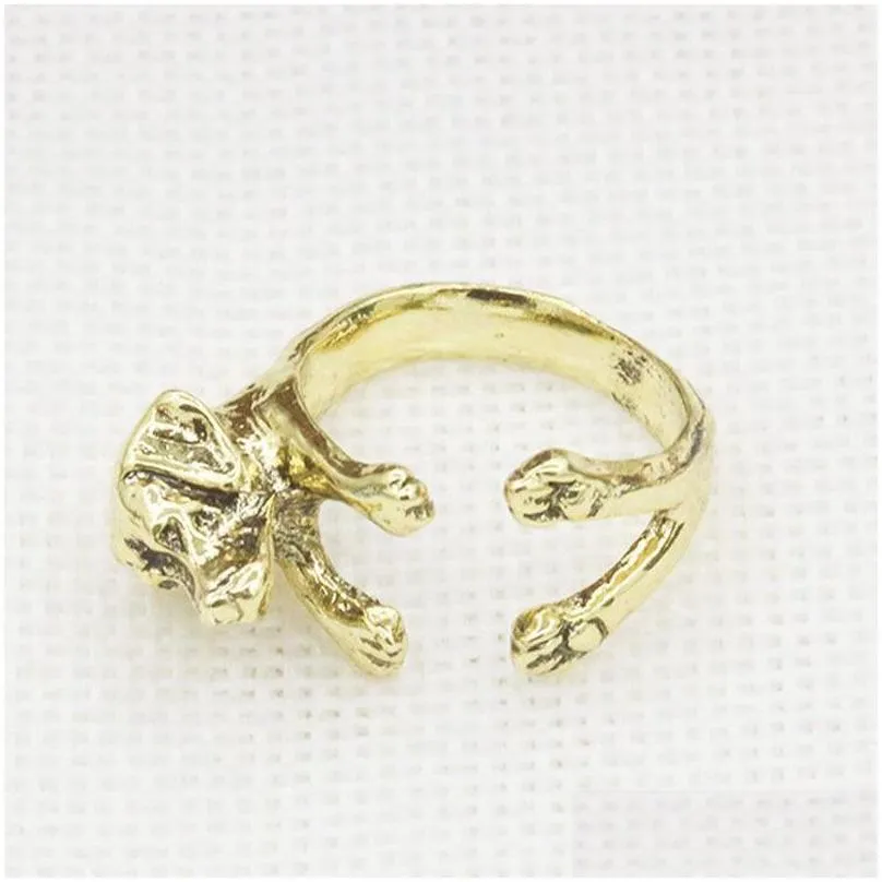 10pcs/lot Antique Silver/Bronze Labrador Retriever Rings Adjustable Animal Dog Breed Rings for Women Wholesale