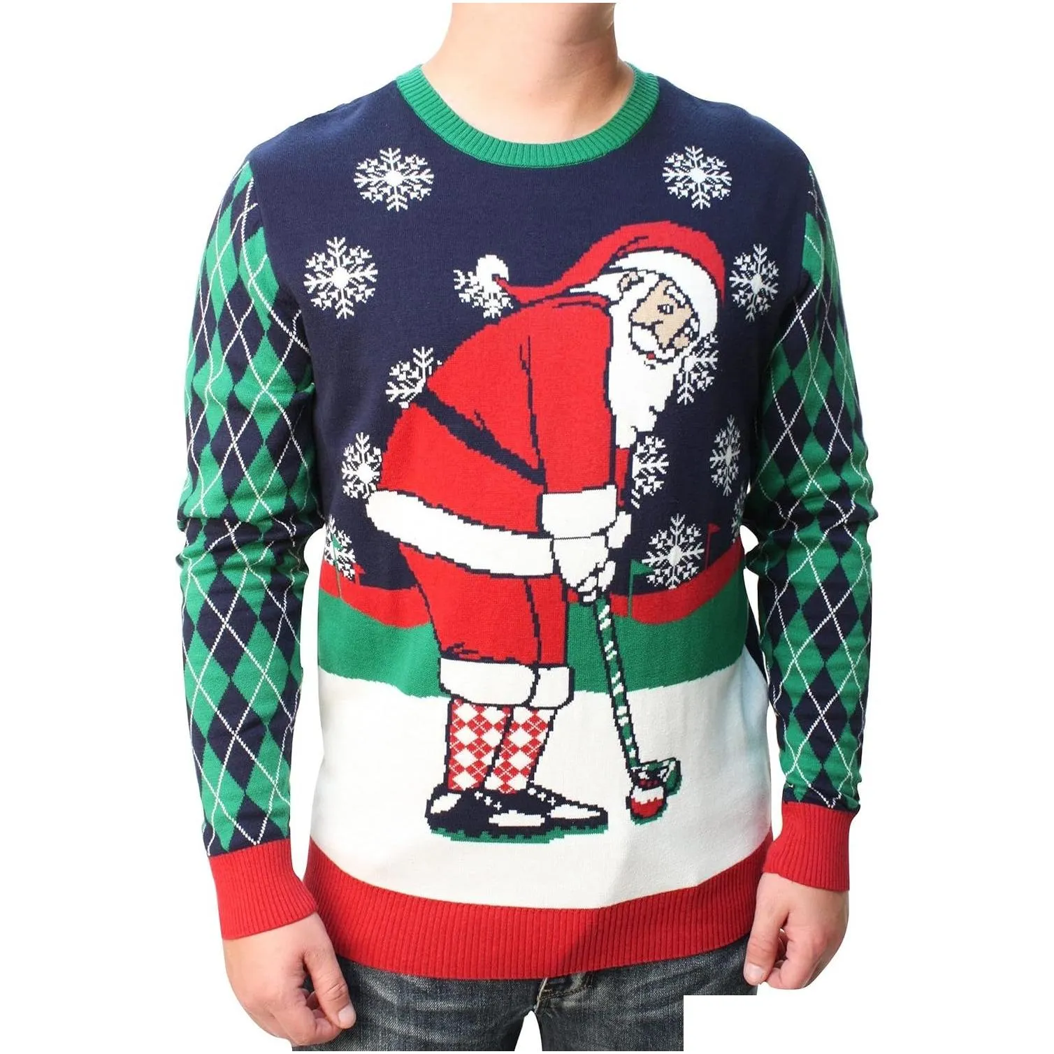 Men`S Sweaters The Ugly Sweater Co. Mens Sports Golf Christmas For Holiday Fun Design Snug Fit Breathable Crewneck Drop Delivery Appa Dhzcu