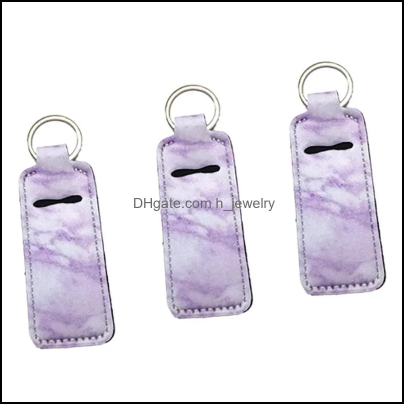 Keychains Neoprene Keychain New Prints Chapstick Holder Marble Leopard Lipsticks Wrap Sleeve Lip Balm Er For Drop Delivery Dhgarden Dhusj