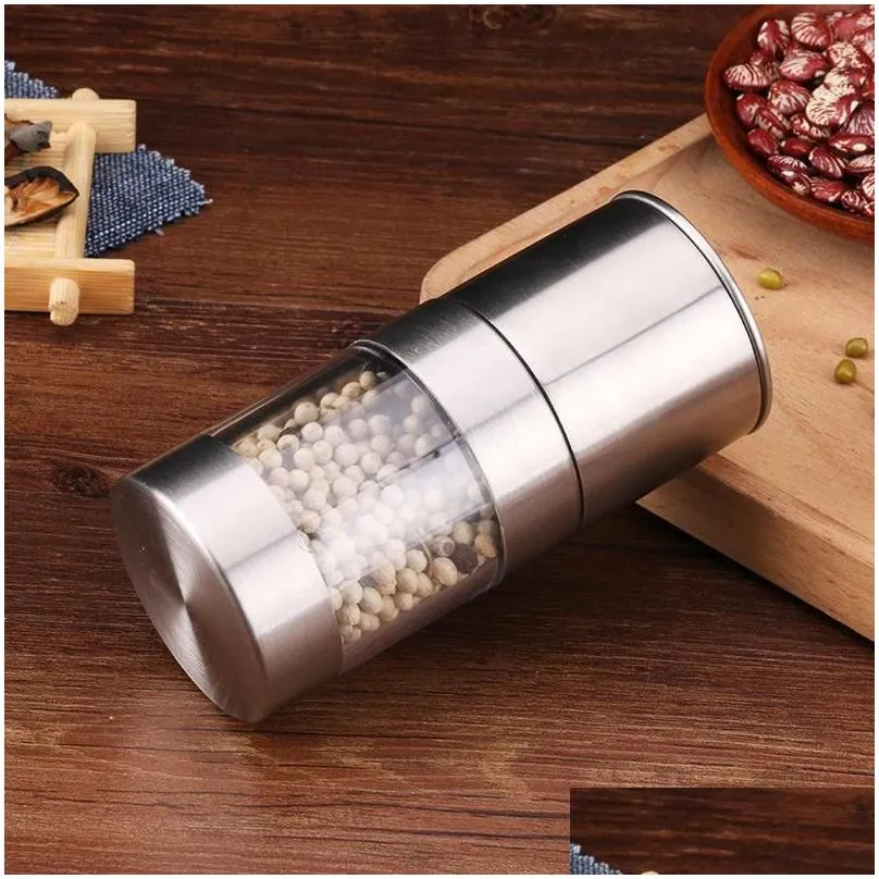 Mills Manual Pepper Mill Salt Shakers One-Handed Grinder Stainless Steel Spice Sauce Grinders Stick Kitchen Drop Delivery Home Garden Dhd0A