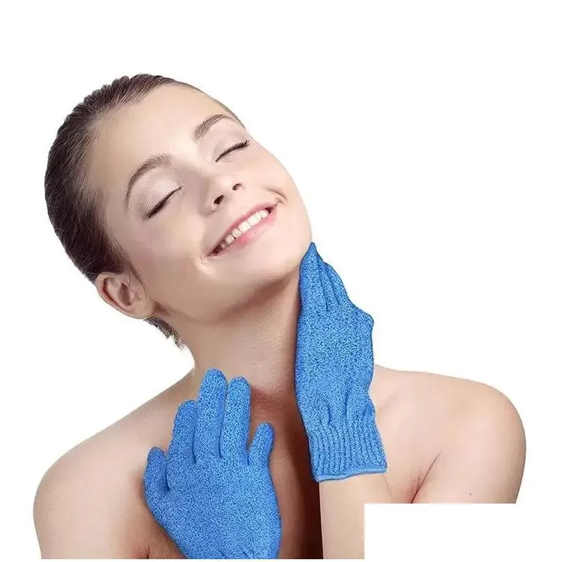 Bath Brushes, Sponges & Scrubbers For Peeling Exfoliating Mitt Glove Shower Scrub Gloves Resistance Body Mas Sponge Wash Skin Moisturi Dh5Nx