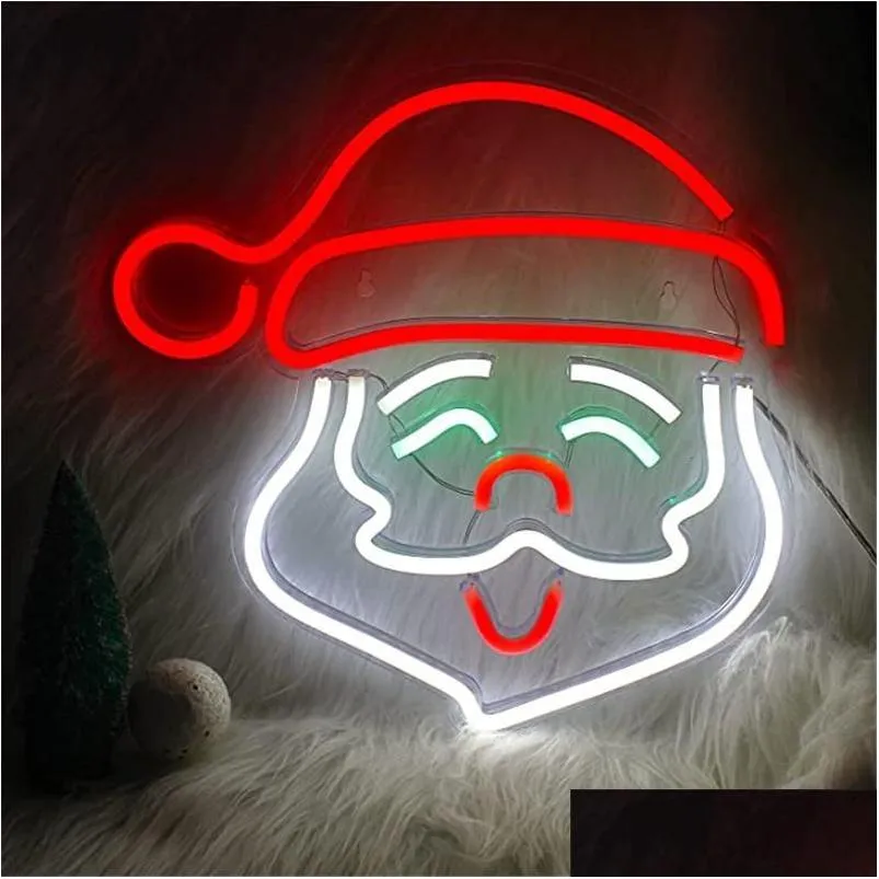 Strings USB Neon Santa Claus Light String LED Sign Lamp Festival Party Night Lights Christmas Year Decoration