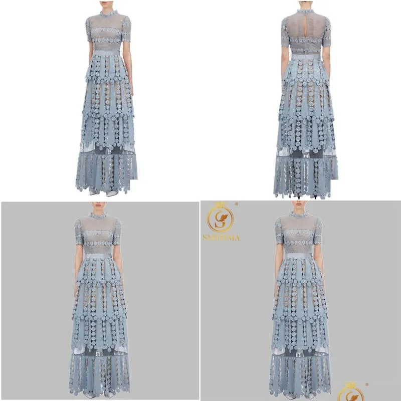 Basic & Casual Dresses Hma New Womens Self-Portrait Dress Floral Lace Hollow Out Embroidery Long Elegant Formal Party Vestidos 210331 Dhbom