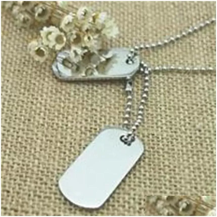 Dog Tag,Id Card 100Pcs/Lot Blank Stainless Steel Military Army Tags Mirror Surface Laser Engravable Fashion Men Pendants Drop Delivery Dh8Cr