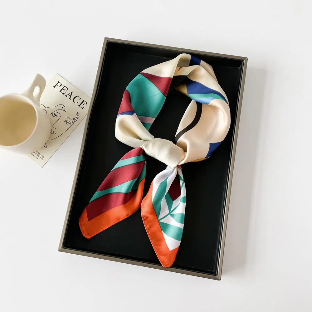 Scarves 20Style 7070Cm Designer Letters Print Floral Silk Scarf Headband For Women Fashion Long Handle Bag Paris Shoder Tote Lage Ri Otnfh