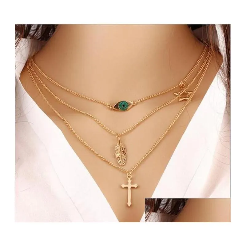 Pendant Necklaces Choker Collier Boho Pearls Diamond Chain Mtilayer For Women Men Bar Layered Tassel Metal Gold Necklace Drop Delivery Dhila