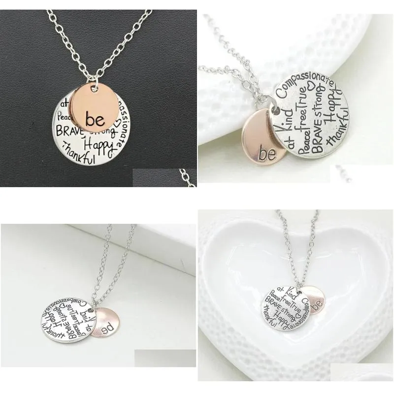 Pendant Necklaces Be Iti Friend Brave Happy Strong Thankfl Charm 24 Womens Two-Tone Necklace Sister Friendship Drop Delivery Jewelry P Dhayc