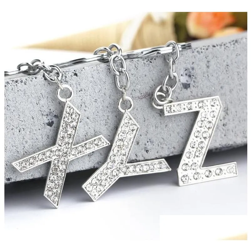 Keychains & Lanyards 26 A To Z Crystal English Letters Initial Keychain Key Rings Holders Bag Pendant Charm Fashion Jewelry Gift Epac Dhp9F