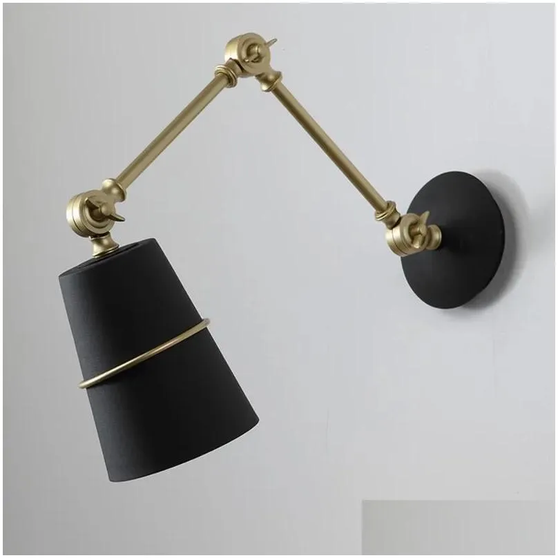 Wall Lamps Modern Long Swing Arm Black Lamp Sconce For Room Studio Beside Wandlamp Aplique De Pared Indroo Home Fixtures Drop Deliver Dhoca