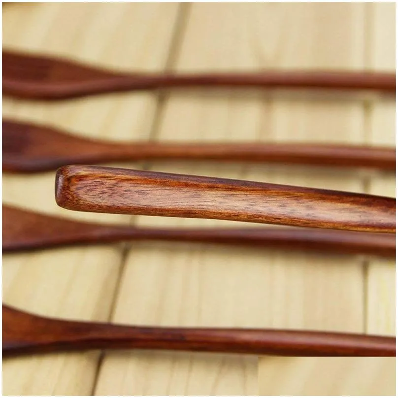 Spoons Wooden Soup For Eating Mixing Stirring Eco Friendly Long Handle Japanese Style Forks Kitchen Utensil Wholesale Drop Delivery Ho Dh5Tm