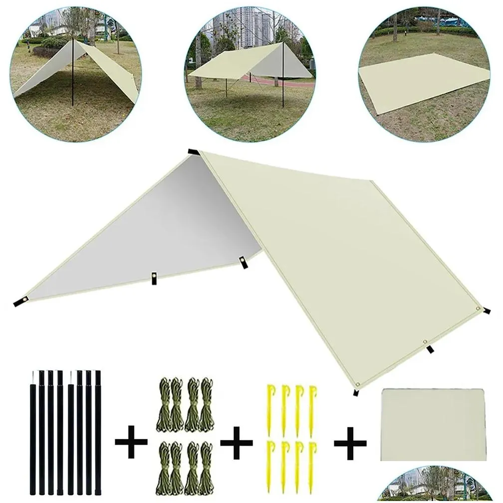 Tents and Shelters Camping Tarp Waterproof Portable Tarp Multifunctional Outdoor Camping Traveling Awning Backpacking Tarp Shelter Rain Tarp