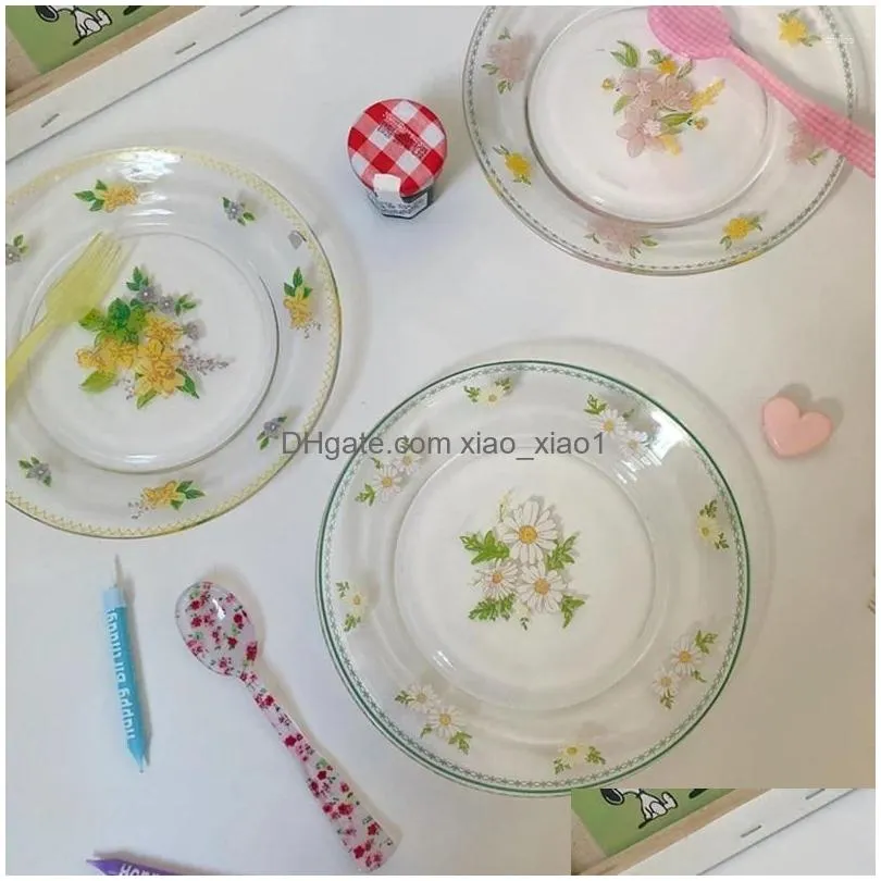 plates -nordic glass plate salad dishes breakfast dinner cake snack tray baking bowl tableware kitchen tools