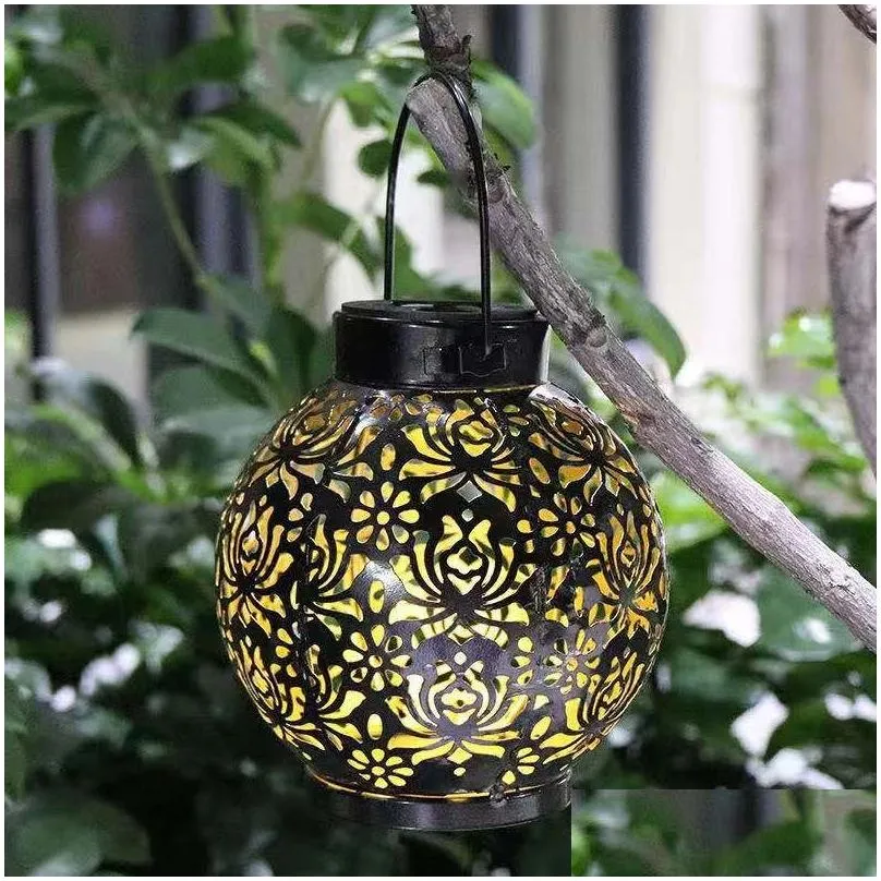 Wind Generators Solar Garden Lamp Lantern Outdoor Hanging Light Led Waterproof Yard Drop Delivery Renewable Energy Power Products Dhm30