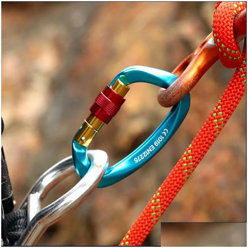 Climbing Ropes 5pcs 25KN Carabiner Professional Mountaineer Lock D Shape Aviation Aluminum Safety Clip Mountaineering Equipment 230801