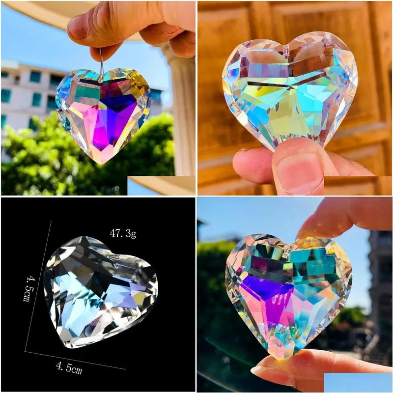 Chandelier Crystal Fire Polished AB Color Heart Accessory Sun Rainbow Catcher Prism DIY Necklace Earring