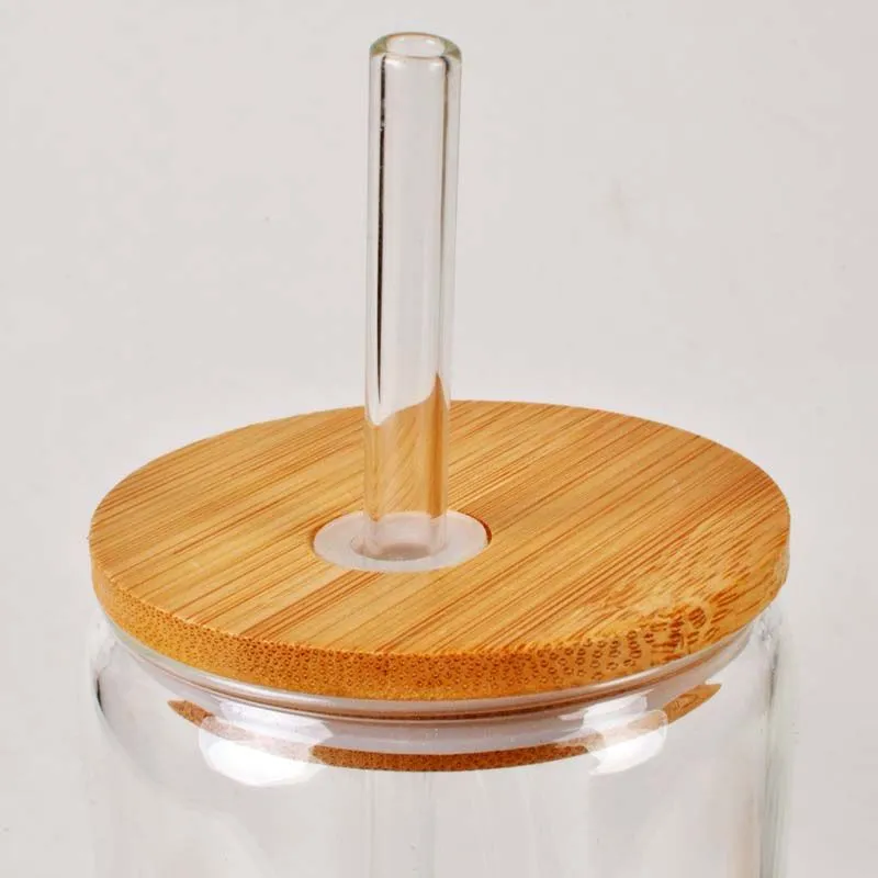 Factory Bamboo Cup Lid 70mm 65mm Reusable Wooden Mason Jar Lids with Straw Hole and Silicone Straw Valve DHL Free Delivery