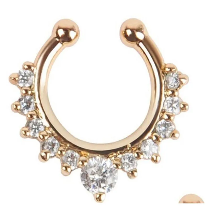 Nose Rings & Studs C-Shaped Ring Stainless Steel Non-Perforated False Sterling Sier Jewelry For Drop Delivery Body Dhrue