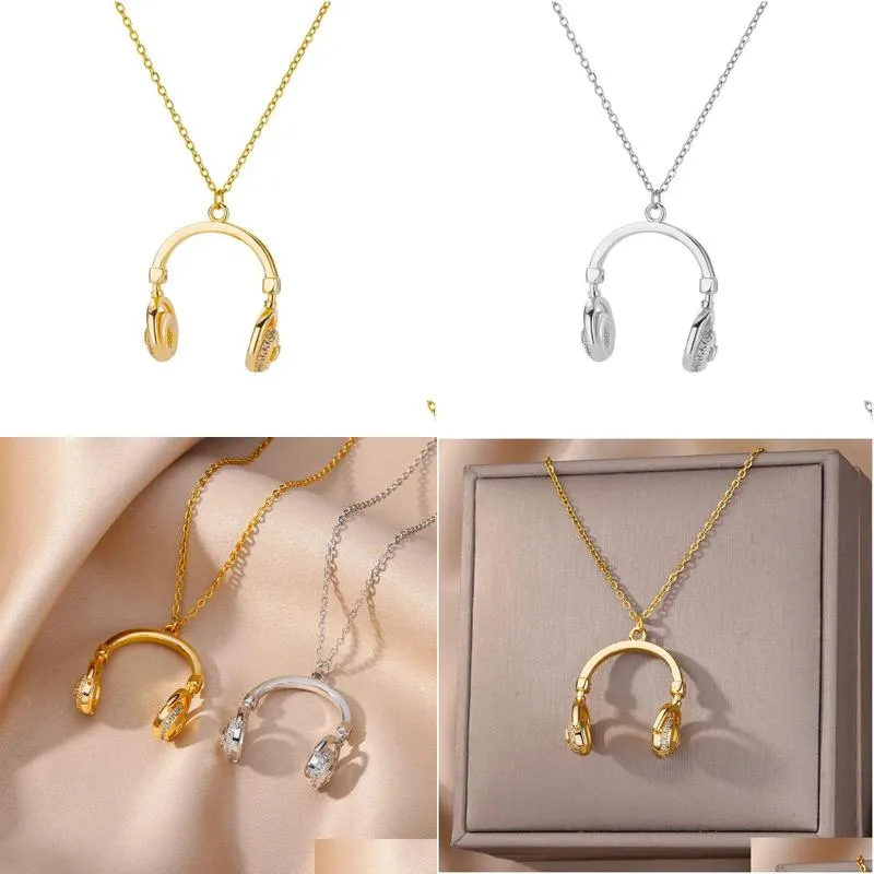 Zircon Headset Pendant Necklace for Women 14k Gold personality Necklaces 2024 Trend Jewelry free shipping