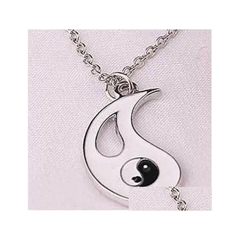 Yin Yang Pendant Necklace Black White Couple Sister Friend Friendship Jewelry Unique Personalized Gifts