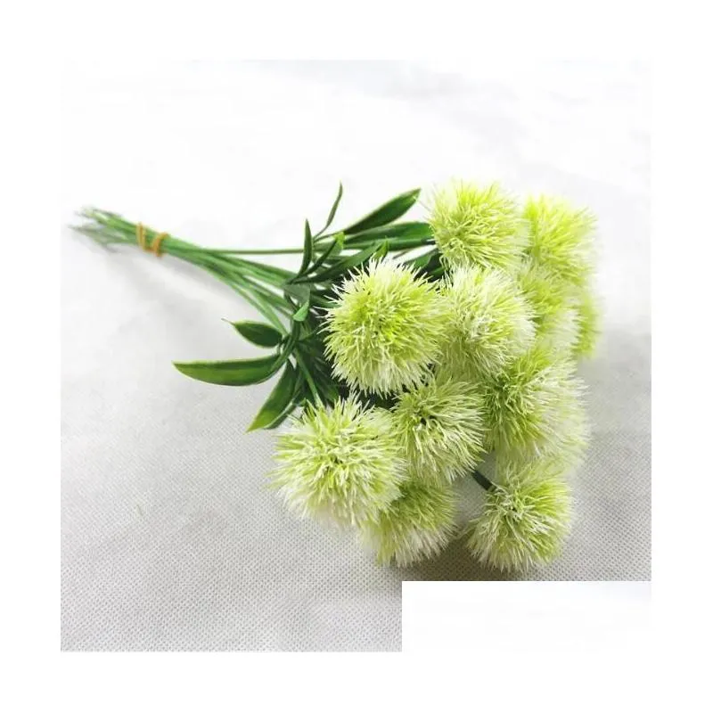 Decorative Flowers & Wreaths Single Stem Dandelion Artificial Plastic Flower Wedding Decorations Length About 25Cm Table Centerpieces Dhtua