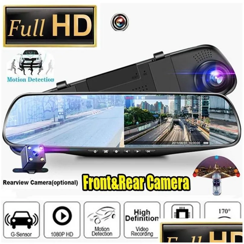 Car dvr Rearview Mirror 1080P Dual Lens Driving Video Recorder Rearview Dash Camera 4.3/2.8inch Car Electronics Accessories